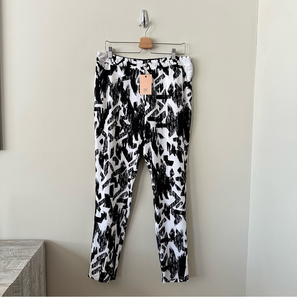 DEPT-Black & White Printed Summer Trouser (Size:XL)